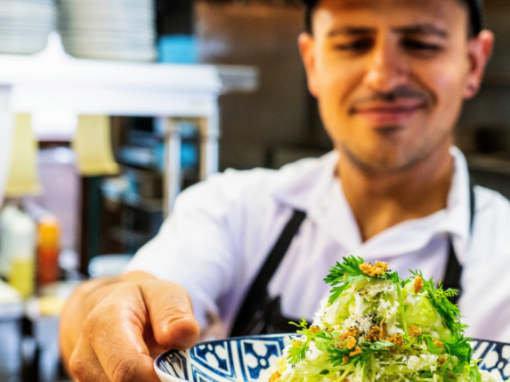Chef preparing food for a cafe
