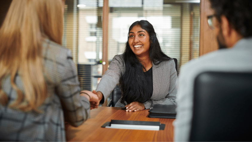 A candidate who is having an interview with two interviewers