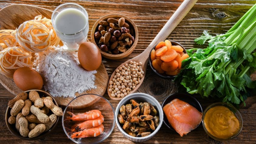 Typical Allergenic foods such as milk, nuts, eggs etc.