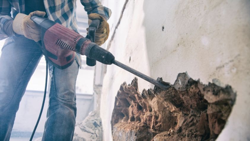 A man drilling