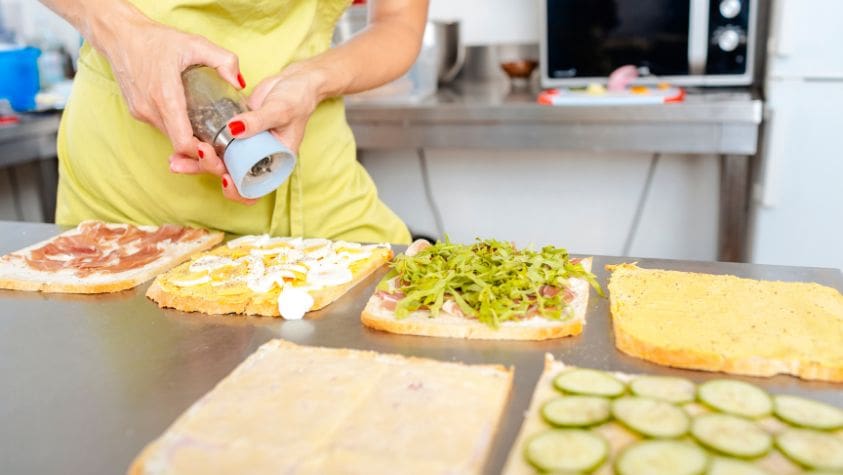 Somebody making sandwiches
