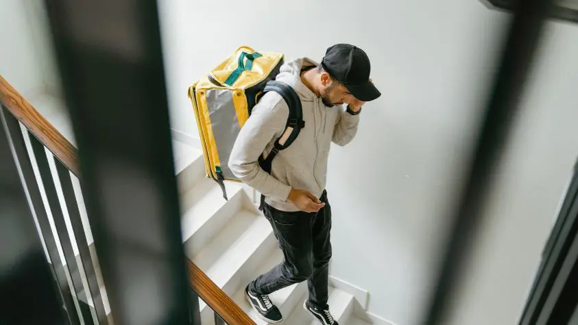 Somebody evacuating down the stairs