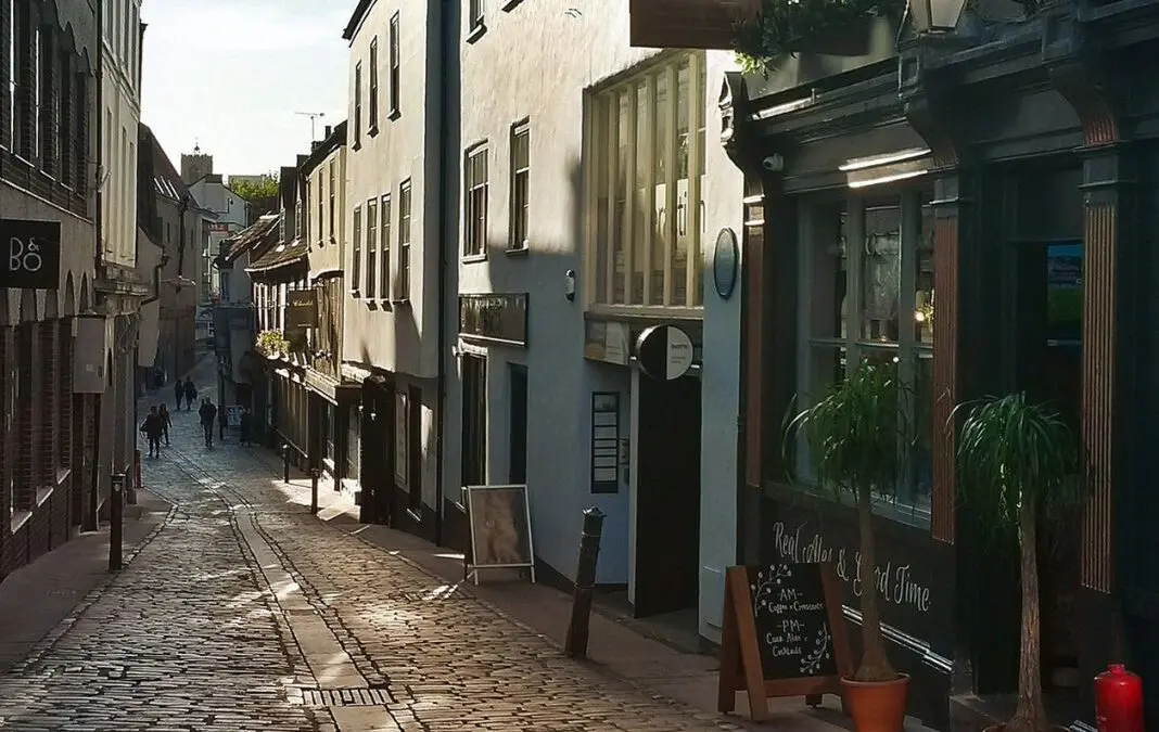 Street with a pub in.