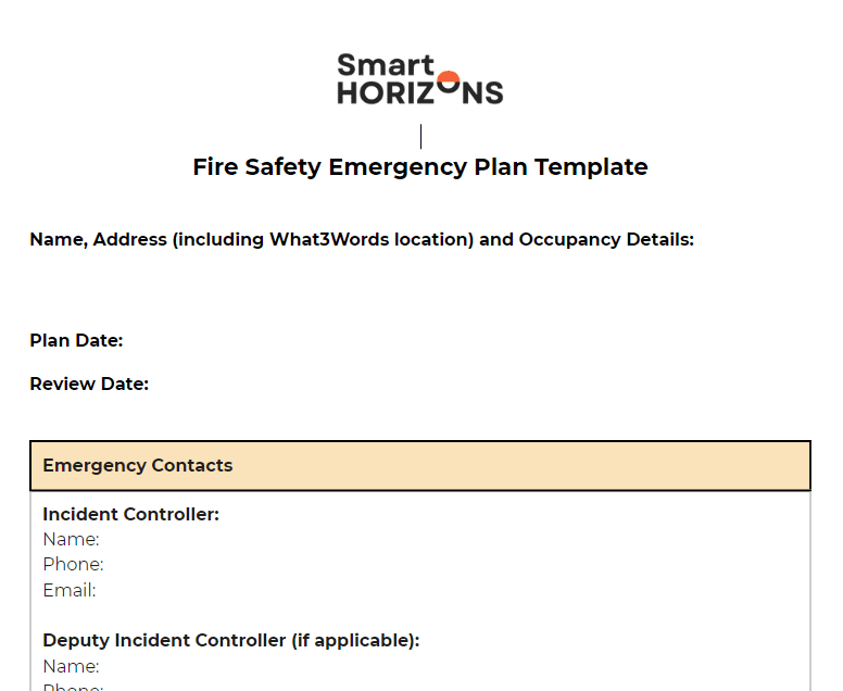 A sample of what the Fire Safety Emergency Plan looks like