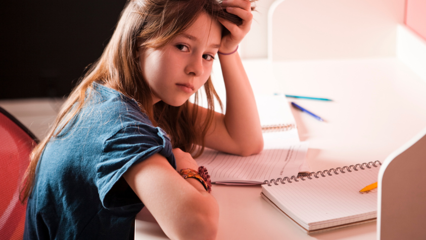 Child struggling with homework